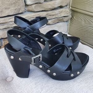 Kork-Ease Black Platform Shoes with Chunky Heel